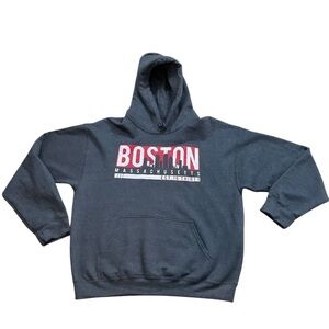 Boston Massachusetts Charcoal Hoodie Size Large NWT Heavy Blend Unisex